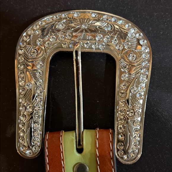 3D Green Leather Belt; Size 36 - Picture 8 of 8